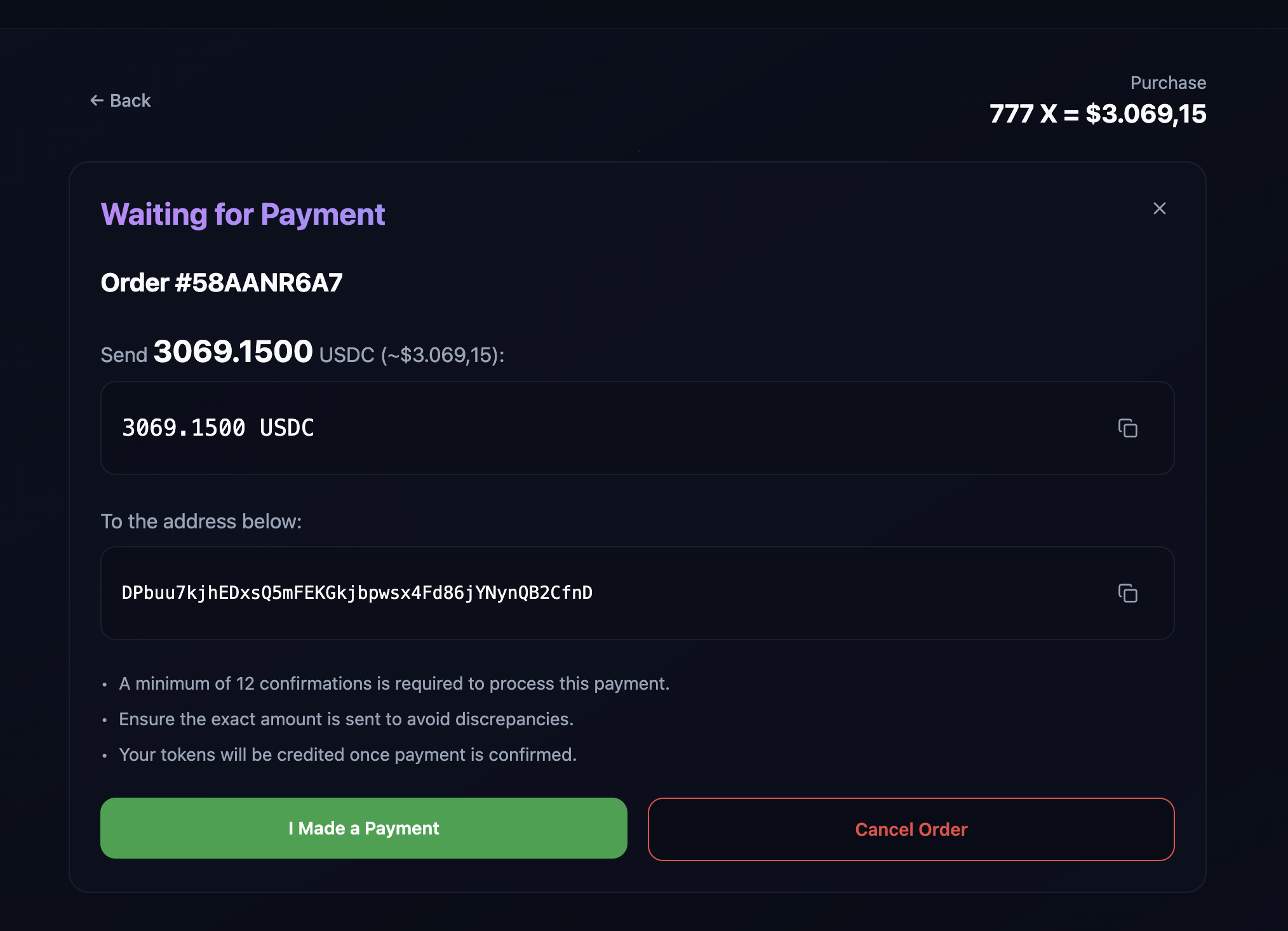 transaction initiated